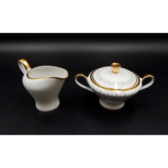 Edelstein Bavaria Contessa Sugar And Creamer Gold Trim 19673 Feather Germany - Picture 1 of 11